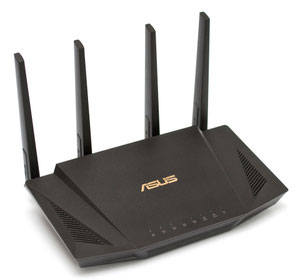 Thumbnail for the ASUS RT-AX58U v2 router with Gigabit WiFi, 4 N/A ETH-ports and
                                         0 USB-ports