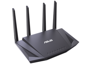 Thumbnail for the ASUS RT-AX58U router with Gigabit WiFi, 4 N/A ETH-ports and
                                         0 USB-ports