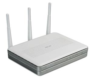 Thumbnail for the ASUS WL-566gM router with 54mbps WiFi, 4 100mbps ETH-ports and
                                         0 USB-ports
