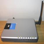The Linksys WAG200G router with 54mbps WiFi, 4 100mbps ETH-ports and
                                                 0 USB-ports