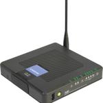 The Linksys WRP400 router with 54mbps WiFi, 4 100mbps ETH-ports and
                                                 0 USB-ports