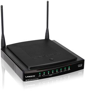 Thumbnail for the Linksys WRT100 router with 300mbps WiFi, 4 100mbps ETH-ports and
                                         0 USB-ports