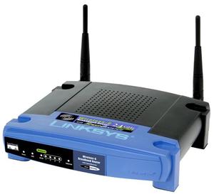 Thumbnail for the Linksys WRT54G v1.1 router with 54mbps WiFi, 4 100mbps ETH-ports and
                                         0 USB-ports