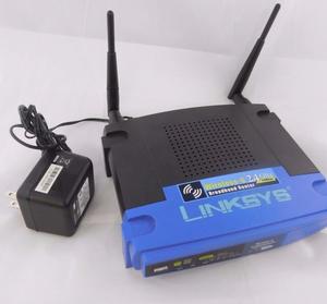 Thumbnail for the Linksys WRT54G v6 router with 54mbps WiFi, 4 100mbps ETH-ports and
                                         0 USB-ports