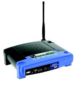 Thumbnail for the Linksys WRT54GP2A-AT router with 54mbps WiFi, 4 100mbps ETH-ports and
                                         0 USB-ports