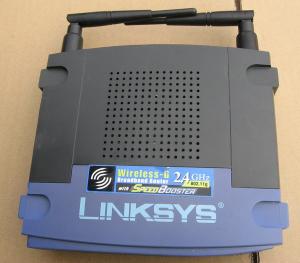 Thumbnail for the Linksys WRT54GS v3 router with 54mbps WiFi, 4 100mbps ETH-ports and
                                         0 USB-ports
