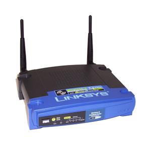 Thumbnail for the Linksys WRT54GS v4 router with 54mbps WiFi, 4 100mbps ETH-ports and
                                         0 USB-ports
