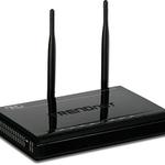 The TRENDnet TEW-639GR V3.0R router with 300mbps WiFi, 4 N/A ETH-ports and
                                                 0 USB-ports
