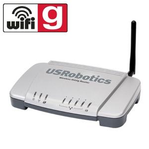 Thumbnail for the USRobotics USR5465 router with 54mbps WiFi, 4 100mbps ETH-ports and
                                         0 USB-ports