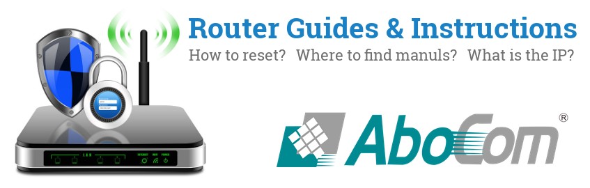 Image of a AboCom router with 'Router Reset Instructions'-text and the AboCom logo