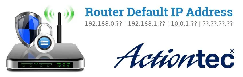 Image of a Actiontec router with 'Router Default IP Addresses' text and the Actiontec logo
