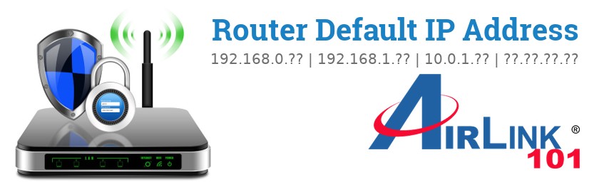 Image of a Airlink101 router with 'Router Default IP Addresses' text and the Airlink101 logo