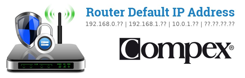 Image of a Compex router with 'Router Default IP Addresses' text and the Compex logo