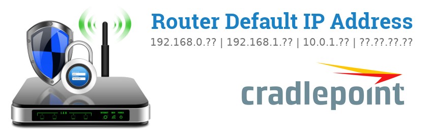 Image of a CradlePoint router with 'Router Default IP Addresses' text and the CradlePoint logo