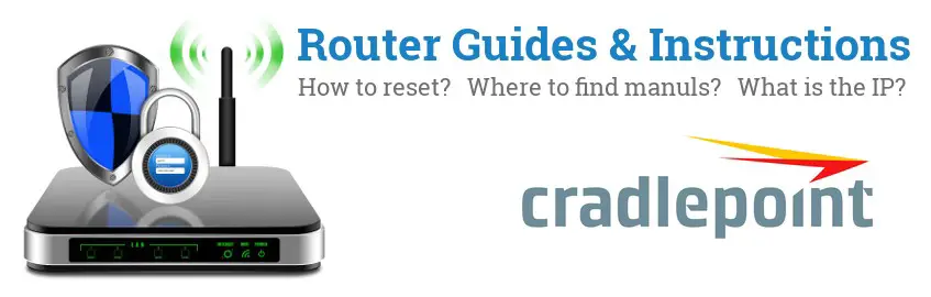 Image of a CradlePoint router with 'Router Reset Instructions'-text and the CradlePoint logo