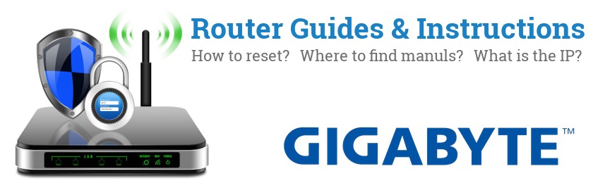 Image of a Gigabyte router with 'Router Reset Instructions'-text and the Gigabyte logo