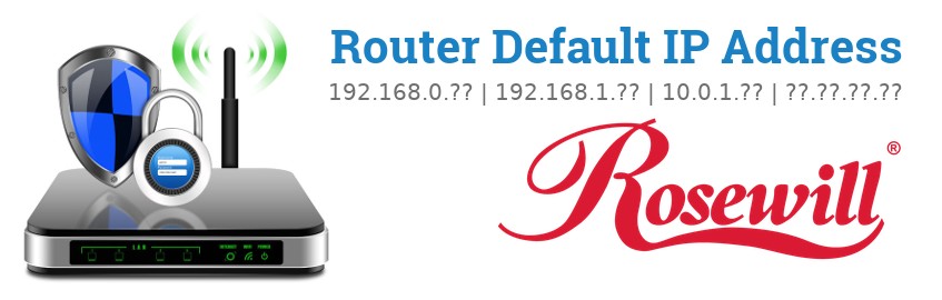 Image of a Rosewill router with 'Router Default IP Addresses' text and the Rosewill logo