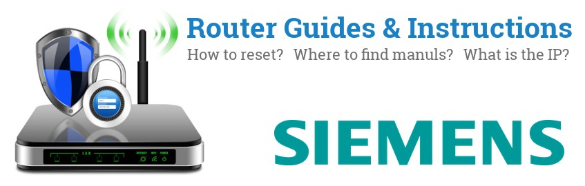 Image of a Siemens router with 'Router Reset Instructions'-text and the Siemens logo
