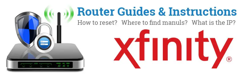Image of a Xfinity router with 'Router Reset Instructions'-text and the Xfinity logo