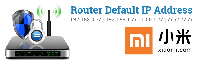 Image of a Xiaomi router with 'Router Default IP Addresses' text and the Xiaomi logo