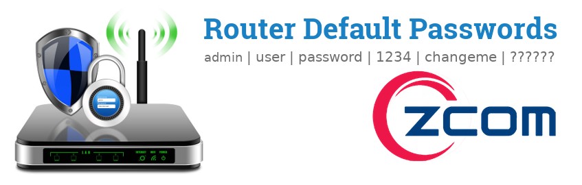 Image of a Z-Com router with 'Router Default Passwords' text and the Z-Com logo