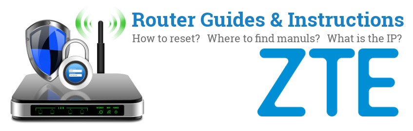 Image of a ZTE router with 'Router Reset Instructions'-text and the ZTE logo