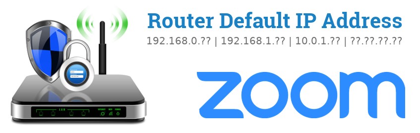 Image of a Zoom router with 'Router Default IP Addresses' text and the Zoom logo