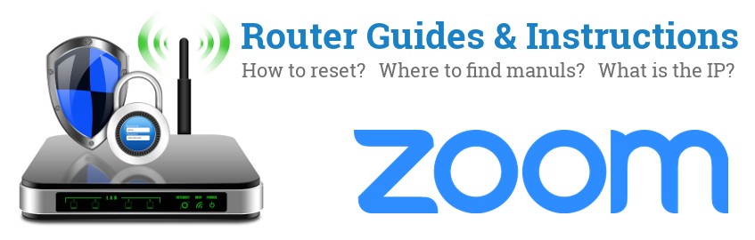 Image of a Zoom router with 'Router Reset Instructions'-text and the Zoom logo