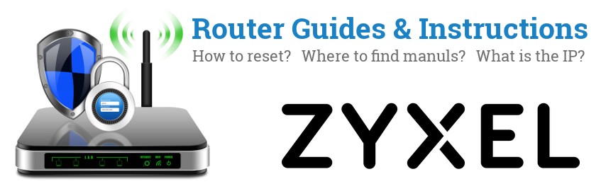 Image of a ZyXEL router with 'Router Reset Instructions'-text and the ZyXEL logo
