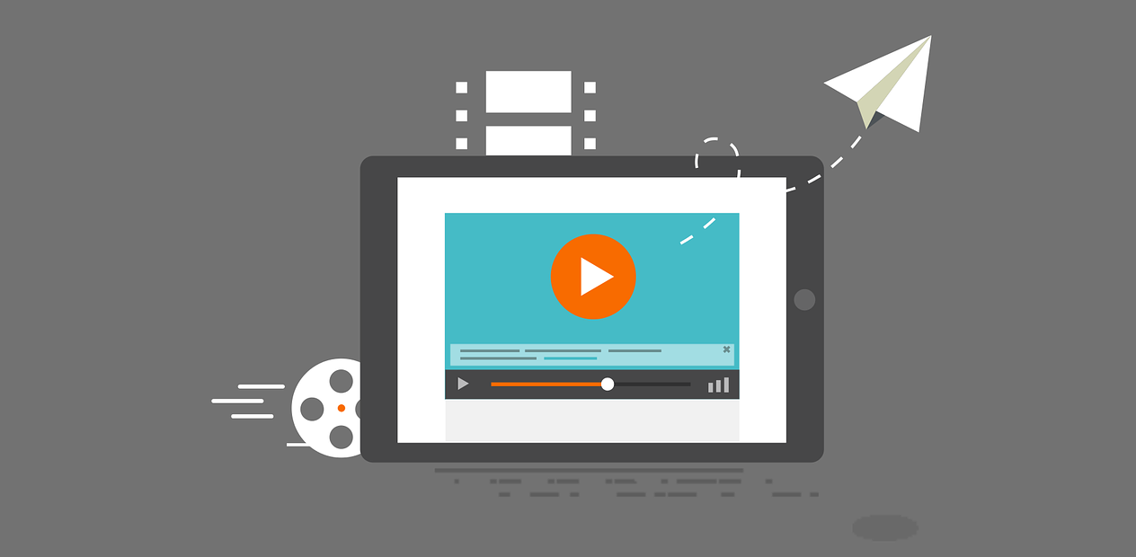 A vector image of tablet streaming a youtube video