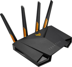 Thumbnail for the ASUS RT-AX3000 v2 router with Gigabit WiFi, 4 N/A ETH-ports and
                                         0 USB-ports