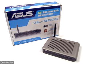 Thumbnail for the ASUS WL-520g router with 54mbps WiFi, 4 100mbps ETH-ports and
                                         0 USB-ports