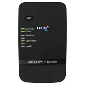 Thumbnail for the BT Dual-Band Wi-Fi Extender N 600 router with 300mbps WiFi, 1 100mbps ETH-ports and
                                         0 USB-ports