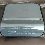 The Belkin F5D7234-4 v5 router with 54mbps WiFi, 4 100mbps ETH-ports and
                                                 0 USB-ports