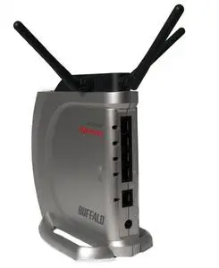 Thumbnail for the Buffalo WZR-G300N router with 300mbps WiFi, 4 100mbps ETH-ports and
                                         0 USB-ports