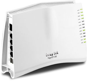 Thumbnail for the DrayTek Vigor 2130n router with 300mbps WiFi, 4 N/A ETH-ports and
                                         0 USB-ports