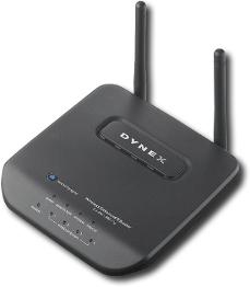 Thumbnail for the Dynex DX-WEGRTR router with 54mbps WiFi, 4 100mbps ETH-ports and
                                         0 USB-ports