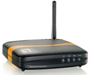 Thumbnail for the LevelOne WBR-3800 router with 54mbps WiFi, 1 100mbps ETH-ports and
                                         0 USB-ports