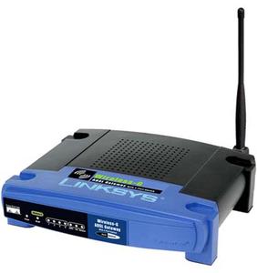 Thumbnail for the Linksys WAG54G v2 router with 54mbps WiFi, 4 100mbps ETH-ports and
                                         0 USB-ports