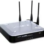 The Linksys WAP4400N router with 300mbps WiFi, 1 N/A ETH-ports and
                                                 0 USB-ports