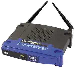 Thumbnail for the Linksys WAP54GP router with 54mbps WiFi, 1 100mbps ETH-ports and
                                         0 USB-ports