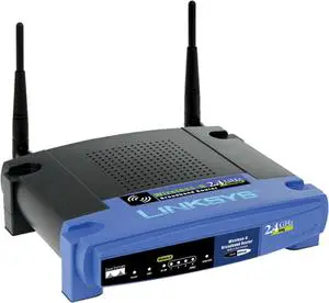 Thumbnail for the Linksys WRT54G v5 router with 54mbps WiFi, 4 100mbps ETH-ports and
                                         0 USB-ports