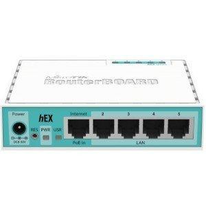 Thumbnail for the MikroTik RouterBOARD hEX lite (RB750r2) router with No WiFi, 4 100mbps ETH-ports and
                                         0 USB-ports