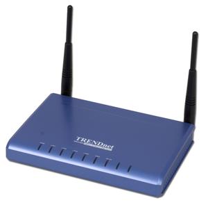 Thumbnail for the TRENDnet TEW-611BRP router with 54mbps WiFi, 4 100mbps ETH-ports and
                                         0 USB-ports