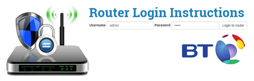 Image of a router with a login password lock and the BT logo