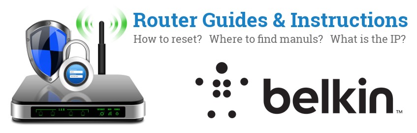 Image of a Belkin router with 'Router Reset Instructions'-text and the Belkin logo