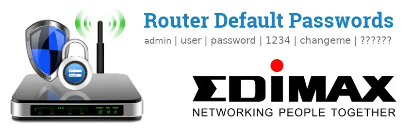 Image of a Edimax router with 'Router Default Passwords' text and the Edimax logo