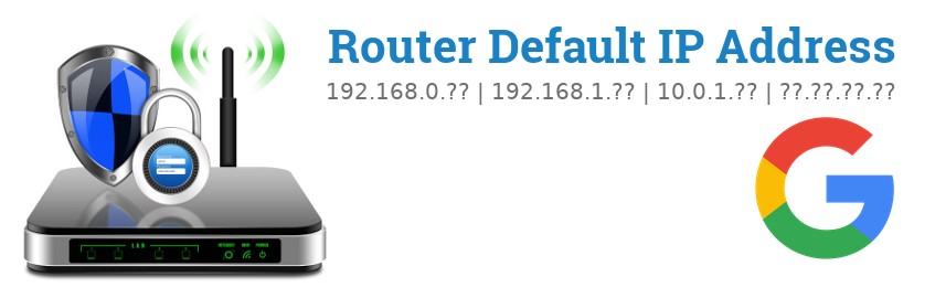 Image of a Google router with 'Router Default IP Addresses' text and the Google logo