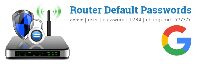Image of a Google router with 'Router Default Passwords' text and the Google logo