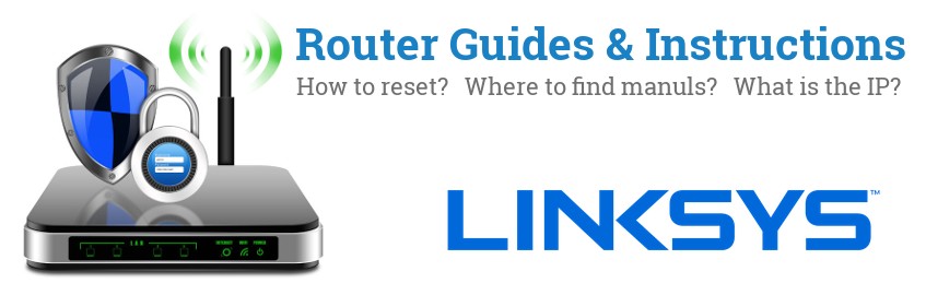 Image of a Linksys router with 'Router Reset Instructions'-text and the Linksys logo